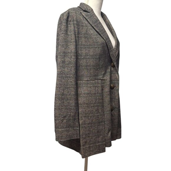 Soft Surroundings Blazer Suit Jacket Brown Gray Plaid Womens Medium Button - Picture 10 of 11